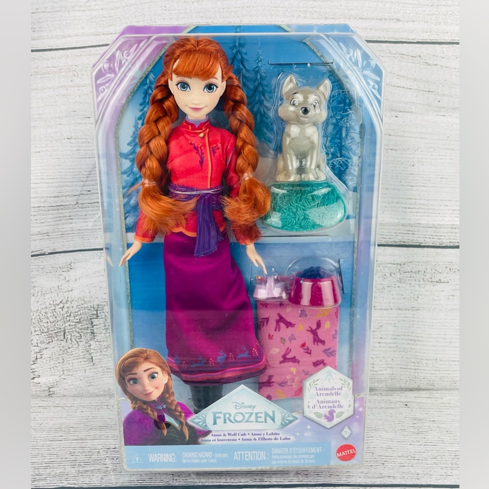Disney Frozen Anna Fashion Doll & Wolf Cub Pet W/ Accessories NEW